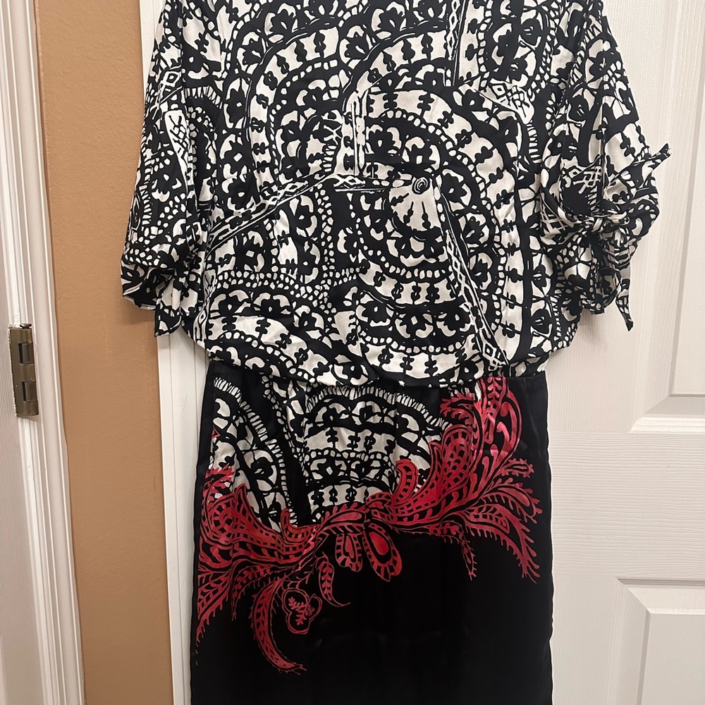 White House Black Market Silk Sateen Split Sleeve Dress
